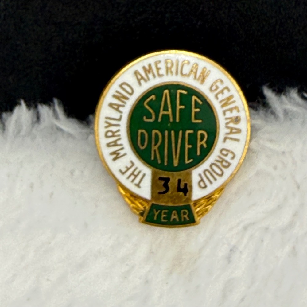 Vintage GF Pin Maryland American General Group Green Safe Driver Award 34 Year